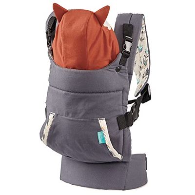 Infantino - Cuddle Up Porte Bébé - Thème Renard Ergonomique - Porte-bébé Face à l'Intérieur et Face à l'Extérieur - Capuche de Personnage Amovible - Réglable - Facile à Nettoyer