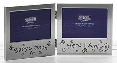 Shudehill Giftware Cadre photo double avec inscription Baby's Scan And Here I Am