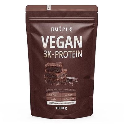 Nutri + PROTEIN POWDER VEGAN Chocolate Brownie 1kg - poudre de protéines multi-composants végétales sans lactose - shake protéiné Nutri-Plus Shape & Shake