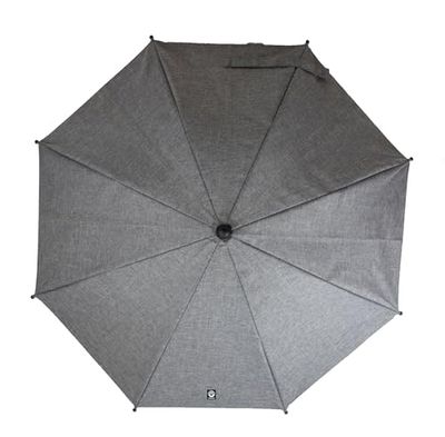 Dooky parasoll/paraply för barnvagn/barnvagn/barnvagn, UPF 50+ UV-skydd, 180 graders flexibilitet med Duo Flex-teknik, vind och vattentät, 100 procent polyester, 76 cm spann, grå melange
