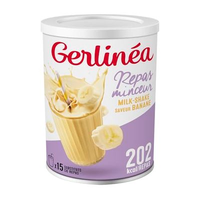 Gerlinéa Boisson Milkshake goût Banane - Substituts de repas riche en protéines - Poudre à reconstituer - contient 15 repas - 220388