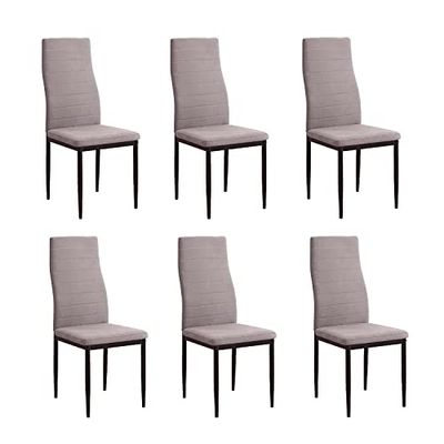 SHIITO - Sillas de Comedor - Pack de 6-40,5 x 49 x 96 cm - Modelo Yuri - Asiento Acolchado - Patas Metal Negras - Sencillo y Elegante - Gris Marengo