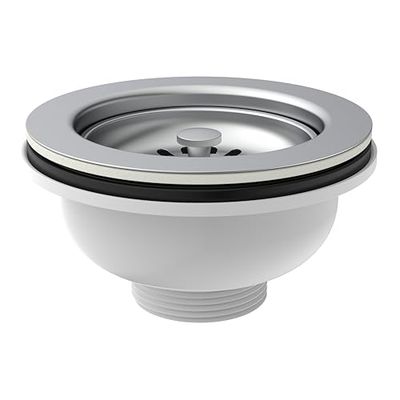 KIRCHHOFF 98835240 - Válvula de desagüe para Fregadero de Cocina (114 mm de diámetro, 1½ Pulgada), Color Blanco