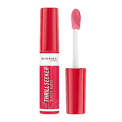 Rimmel London, Thrill Seeker Glassy Gloss, 600 Berry Glace, Gloss, Idratante, Labbra dall’aspetto sano, Maxi applicatore, Applicazione omogenea, Formula vegana, 10 ml