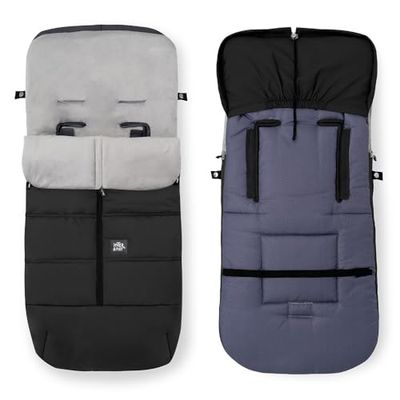 Chanceliere Bebe Poussette Interbaby | Couverture Poussette Bebe Hiver, Doux | Sac de Couchage Poussette Bebe Détachable, Double Ouverture, Lavage Facile, Matériaux Antiallergiques, Noir