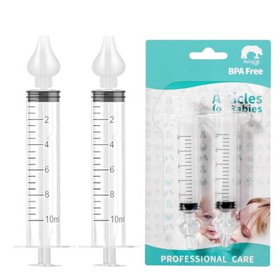 Diboniur Jeringa Lavado Nasal Bebe, 2 Piezas Jeringuilla Lavado Nasal Bebe 10 ml, Portátiles Lavado Nasal Bebe con Punta de Silicona Suave, Reutilizable Seringa Lavagem Nasal Bebe