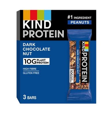 KIND Protein Bars, Gluten Free Snack Bars, Dark Chocolate Nut, High Fibre, Healthy Snack, Source of Protein, No Artificial Colours, Flavours or Preservatives, Multipack 3 x 42g