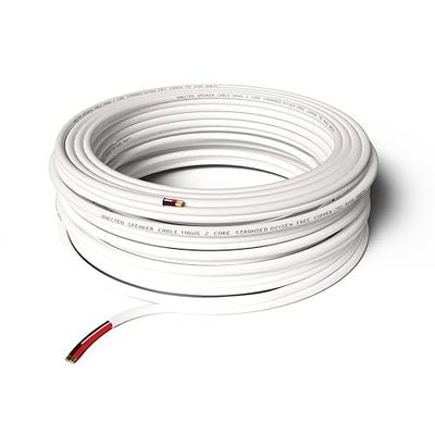 Qnected Câble audio pour haut-parleur 2 x 4mm² - 20m (20 mètres) | Cuivre OFC pur sans oxygène | 11 AWG | Blanc | Qualité haut de gamme | Marquage de polarité noir-rouge