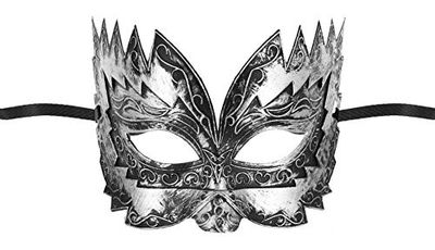 Maskarade Masque Loup Argenté de Soirée Semi-Rigide Don Giovanni pour Accompagner Un Déguisement