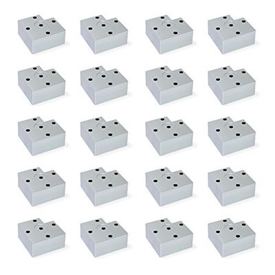 EMUCA Pés para móveis de plástico cinzento metalizado, pernas para móveis, lote de 20 pés de altura 45 mm