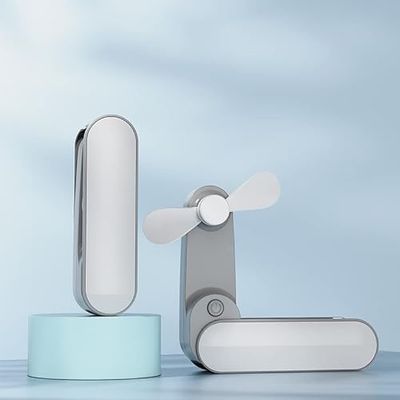 Rawrr Mini-ventilator, USB, handventilator, werkt op batterijen, draagbare ventilator, stil, oplaadbaar, kleine bureauventilator, opvouwbare zakventilator (wit)