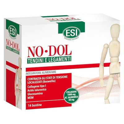 ESI - No-Dol Tendini e Legamenti, Integratore Alimentare con Collagene, Acido Ialuronico e Boswellia, Contrasta Tensioni Localizzate e Contribuisce alla Formazione di Cartilagine, 14 Bustine