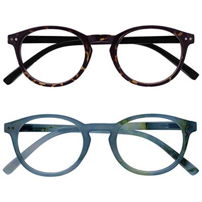Opulize Zen Pack 2 óculos de distância curto de vista miopia pequeno escuro castanho turquesa homens mulheres MM24-2Q -2,00