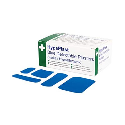 HypaPlast Safety First Aid D7010 Blue Detectable Catering Plaster, Assorted, Pack of 100