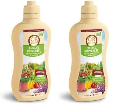 OR BRUN Engrais Universel - 1L - Nourrit Les Plantes & Améliore La Floraison - Fabriqué En France - Utilisable En Agriculture Biologique OBRECLUNI1 (Lot de 2)