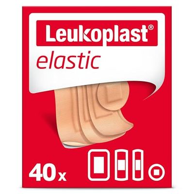 Leukoplast elastic – Cerotti non sterili- Elastici e delicate sulla pelle – Ideali per dita, gomiti, ginocchia e polsi – confezione assortita 40 pezzi, Color carne