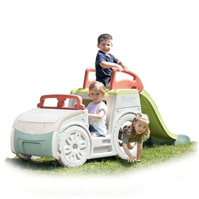 Smoby Life Coche Aventura Multiactividad – Estación de Conducción, Tobogán de 1,50 m, Caja de Arena con Tapa, Plástico Reciclado, para Niños a Partir de 18 Meses (7600840207)