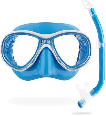 Cressi Set maré VIP Jr pack de snorkel, crianças, transparente / azul, 7-13 anos