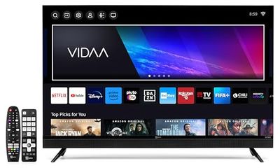 TELE System Smart TV 43 pollici SONIC 4K Ultra HD SONIC43FL4KSMV13, Soundbar 40W, Certificato CAM tivùsat 4K Ultra HD, Doppio telecomando, HbbTV, HDR10 HLG, Televisore LED frameless powered by VIDAA