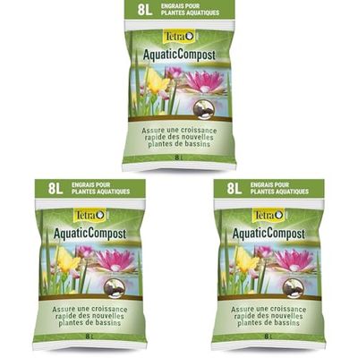 Tetra Pond AquaticCompost - Engrais, Terreau pour Fond de Bassin – Nutriments pour Plantes de Bassin de Jardin et d’Ornement - Favorise la Croissance des Plantes – 8 L (Lot de 3)