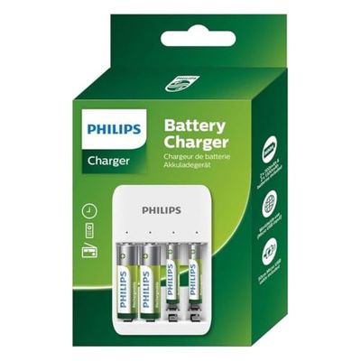 PHILIPS Caricabatterie - USB - Batterie Ricaricabili - Incl. Batterie AA e AAA - Universale - Caricabatterie Ricaricabile