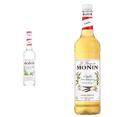 MONIN Premium Mojito Mint Syrup 700 ml & Premium Vanilla Syrup 1 L