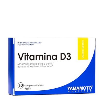 YAMAMOTO NUTRITION Vitamina D3 60 Compresse, Integratore Alimentare che Apporta 50 mcg di Vitamina D3 per Compressa, Fornisce Supporto a Ossa e Denti