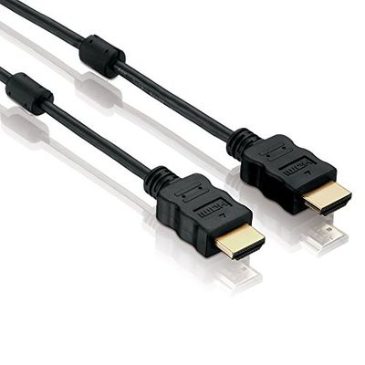 HDSupply HC010-010E High Speed HDMI-kabel med Ethernet och ferriter, HDMI-A-kontakt (19-polig) till HDMI-A-kontakt (19-polig), 2-vägs skärmad, guldpläterade kontakter, 1,0 m, svart