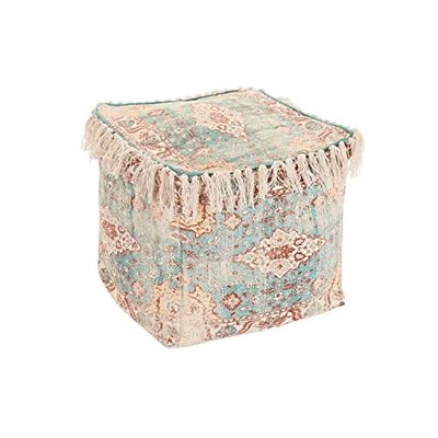 DKD Home Decor Cojín Suelo Marrón Verde Flecos Árabe 40 x 40 x 40 cm