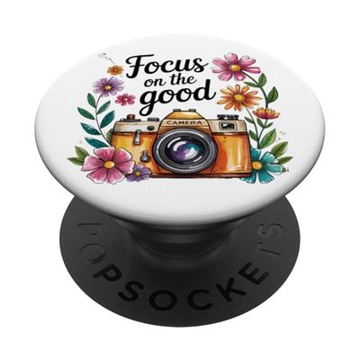 Céntrate en la buena cámara de flores silvestres Pensamientos felices PopSockets PopGrip Adhesivo