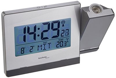 Technoline WT 538 Relógio despertador com sensor tátil, projeção (plástico, 15 x 4 x 9 cm), prateado e antracite