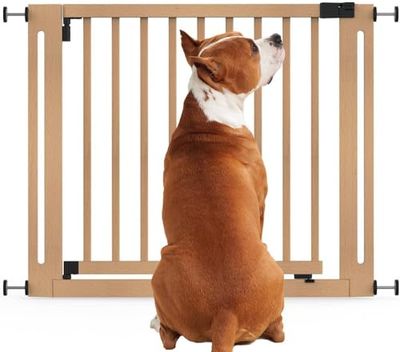 Bettacare Wooden Elegance Dog Gate, Natural, 95cm - 103cm, Pressure Fit Safety Gate, 73cm Extra Wide Doorway, One Piece Extra Wide Gate for Puppy, Dog and Pet, Stylish Design Easy Installation