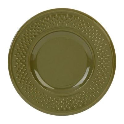 GENEVIEVE LETHU Plato de postre de loza gama grano de arroz Ø 21 cm, color caqui, decoración grano de arroz