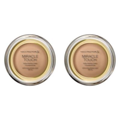 Max Factor Miracle Touch Foundation, New and Improved Formula, SPF 30 and Hyaluronic Acid, 78 Sand Beige (Pack of 2)