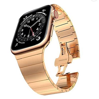 FOUUAAO Compatibel met Apple 7 Watch Bandje Roestvrij staal 45mm 44mm 41mm 40mm Premium roestvrijstalen metalen vervangende band voor iwatch voor Series7 6 5 4 3 2 1 SE