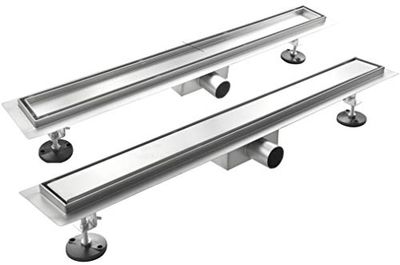 CANALINA DI SCARICO PER PIATTO DOCCIA A PAVIMENTO ACCIAIO INOX (70x7 cm, Linea)