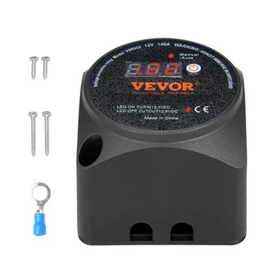 VEVOR Isolateur de batterie double, 12 V 140 A, relais sensible à la tension VSR avec écran LCD, modes manuel et automatique pour ATV, UTV, camping-car tout-terrain, caravane, camion, bateau, yacht