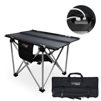 Technaxx Table de Camping Solaire Pliable 20 W TX-251 – Chargeur de Panneau Solaire Portable avec 2 Ports de Charge USB et Design Compact – Idéal pour Le Camping et l'extérieur
