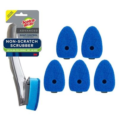 Scotch-Brite Anti-kras Advanced Zeep Control Dishwand Kit, bevat 1 muur en 5 navulpads, zeepbediening met één knop, houd je handen uit de buurt van vuil water