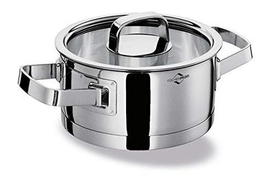 Köksprofi stekpanna SAN REMO 16 cm | höjd 7,5 cm | kastrull 1,25 L | kastrull induktion | kruka rostfritt stål | säkerhetsglaslock