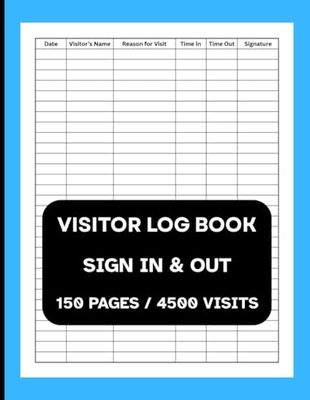 Visitor Log Book: Guest Sign-In and Sign-Out Register for Offices and Businesses – Record up to 4500 Entries with Ease | Light Blue