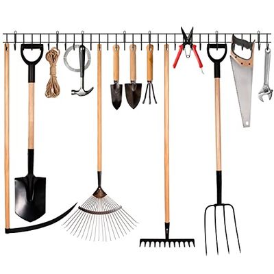 zacurter Support mural pour outils de jardin, garage, outils de jardin, crochets robustes pour outils de jardin, pelles, râteaux, tuyaux, cordes (160 cm)