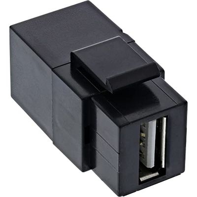 InLine® USB 2.0 Keystone Snap-in Insert, USB-A Female/Female, Angled, Black