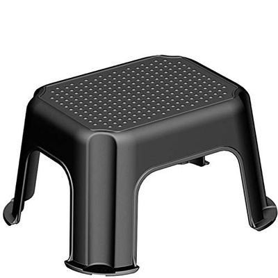Rotho Basic lo Sgabello a Gradini può Essere Caricato fino a 150 kg, Plastica (PP) senza BPA, Nero/Argento, 43.1 x 35.8 x 23.8 cm