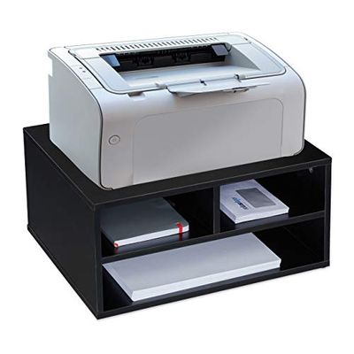 relaxdays Support d’imprimante Table de Travail, 3 Compartiments, étagère, aggloméré, Petit Meuble, HxlxP 22,5 x 47x 40 cm