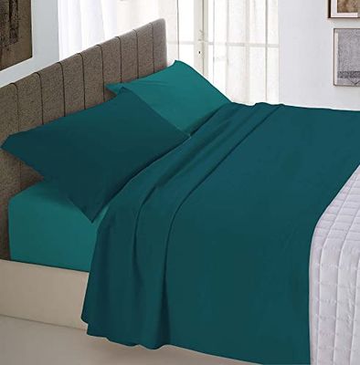 Beddengoedset MB Home Supreme, petrolgroen/groene fles, eenpersoonsbed