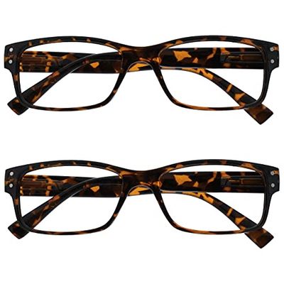OPULIZE The Reading Glasses Company 2 Pack Mens Brown Tortoiseshell Large Designer Style Readers Spring Hinges RR11-2 +2.50