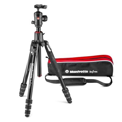 Manfrotto MKBFRA4GTXP-BH Befree GT XPRO Alu-statief, 496 centrale kogelkop, M-Lock, 90° kolom, 200PL-PRO-plaat voor DSLR en CSC met lange lens, voor macro, aluminium
