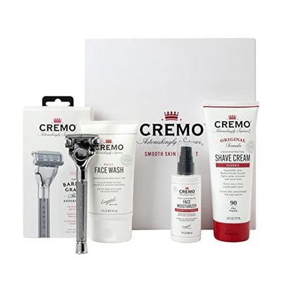 CREMO - Skin Care Gift Set For Men - Face Wash, Razor, Shave Cream, Moisturiser