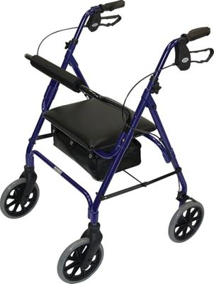 Days Lightweight Folding Rollator Walker – Mobility Aids, Adjustable Walking Frame with Padded Seat, Lockable Brakes, Ergonomic Handles, Walking Aid, Portable Walker for Elderly, Medium – Blue